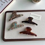 COFFEE BROWN ACETATE LARGE PAINTER STYLE HAIR CLAW_CWAHA6016