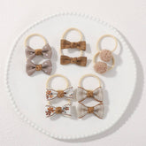 DOUBLE BOW HAIR CLIPS SET WITH PEARLS FOR GIRLS_CWAHA6736
