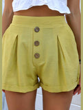 COTTON AND LINEN BUTTON SHORTS_CWBSP0228