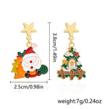 ASYMMETRIC OIL PAINTED CHRISTMAS EARRINGS_CWAJE2391