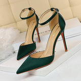 SATIN SHALLOW MOUTH POINTED HIGH HEELED SHOES_CWSHH0052
