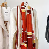 CARTOON COLOR BLOCK SCARF SOFT FAUX WOOL SHAWL_CWASC0897