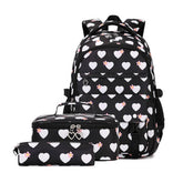 GIRLS BACKPACKS FOR SCHOOL 3 PIECE HEART DESIGN_CWAB5390