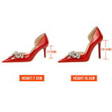 Vintage Rhinestone Pearl Side Cutout High Heels