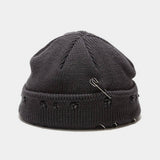 Cwah3168_New Style Iron Ring Pin Hole Wool Knitted Hat