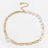 METAL LETTER IMITATION PEARL NECKLACE FOR WOMEN_CWAJE2933