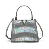 High-End Contrast Color Crocodile Pattern Tote Bag_Cwab3620