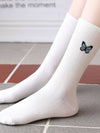 BUTTERFLY EMBROIDERY CREW SOCKS FOR WOMENS_CWMS085