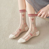 FLORAL SUMMER SHEER MESH SOCKS FOR WOMENS_CWMS0444