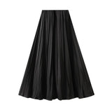 FLOWING PLEATED A LINE SKIRT WITH WIDE SWING_CWBMS0299