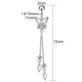 SIMPLE BUTTERFLY ZIRCON NAVEL PIERCING RING_CWMM9251