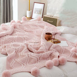 SOLID COLOR COMFORTABLE KNITTED BALL THROW BLANKET_CWMM2363