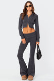 Two-Piece Sport Zippered Hooded Top Trousers Set