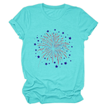 Trendy Loose Star Fireworks Graphic Tee For Women