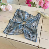 Vintage Paisley Denim Blue Bandana Hair Tie