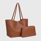 ELEGANT SOFT LEATHER SOLID COLOR TOTE SET BAG SSCWAB5112