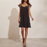 Stylish Patchwork Contrasting V-Neck Dress