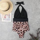 Womens Halter Backless One-Piece Swimsuit