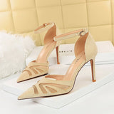 POINTED TOE MESH HOLLOW HIGH HEELS_CWSHH0096