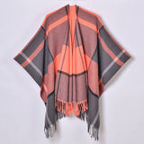 Women Thickened Tassel Pinstripe Shawl Cape_Cwasc0940