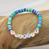 COLORFUL POLYMER CLAY LETTER BEADED BRACELET_CWMM3570