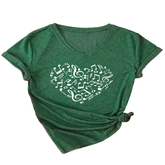 HEART AND MUSIC V NECK T SHIRT RELAXED FIT_CWTTS1541