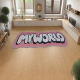 FAUX CASHMERE BLACK WHITE LETTER RUG_CWMM7325