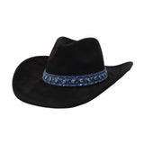 Unisex Suede Cowboy Hat With Leather Belt Detail_Cwah04494