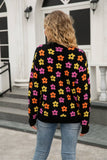 Versatile Flower-Printed Warm Threaded Sweater
