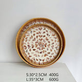 RATTAN FRUIT TRAY SHELL TRAY TWO PIECE SET_CWMM4533
