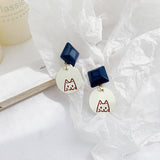 SIMPLE KLEIN BLUE CUTE CAT EARRINGS_CWAJE1645