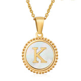 18K GOLD STAINLESS STEEL SHELL LETTER NECKLACE_CWAJE0686