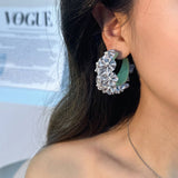 HANDMADE FABRIC FLOWER C HOOP EARRINGS FRESH STYLE_CWMM6280