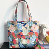 CANVAS TOTE BAGS WITH FRESH FLORAL PLAID_CWAB2047