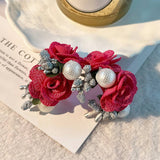 PEARL FABRIC FLOWER STUD EARRINGS UNIQUE DESIGN_CWMM6256