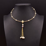 Womens Vintage Tassel Natural Pearl Necklace
