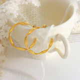 18K GOLD PLATED TWISTED C TYPE STUD EARRINGS_CWAJE0558