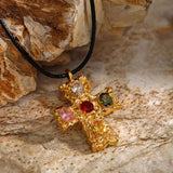 COLORFUL FASHION CROSS NECKLACE_CWAJE1443