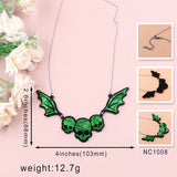 HALLOWEEN GOTHIC SKULL BAT NECKLACE_CWAJE1970