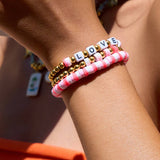 SWEET 18K GOLD COLORFUL CLAY STEEL BEAD BRACELET_CWAJE4805