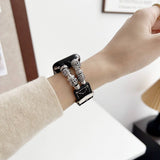 IWATCH9 1 TIBETAN SILVER DENIM LEATHER STRAP_CWWW0069