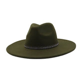 Unisex Wool Fedora Hat Ethnic Flat Brim Style_Cwah04377