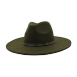 Unisex Wool Fedora Hat Ethnic Flat Brim Style_Cwah04377