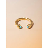 IRREGULAR OPEN TIGER EYE STONE BEAD RING_CWAJE1793
