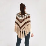 RETRO STRIPED NATIONAL WIND TRIANGLE SHAWL_CWASC0349