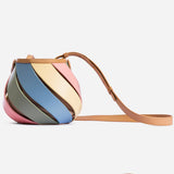 CYLINDRICAL CONTRASTING COLOR PATCHWORK BUCKET BAG_CWAB1929