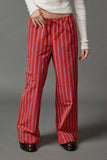 Striped Street Drawstring Straight-Leg Pants