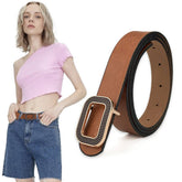NEW LEATHER WOMENS BELT RECTANGULAR BUCKLE BELT_CWABE0701