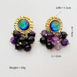 GRAPE SHAPE 925 SILVER NEEDLE STUD EARRINGS_CWAJE1117
