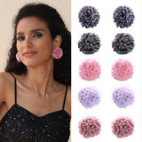 Vintage Rose Fabric Stud Earrings Handmade Chic_Cwmm6259